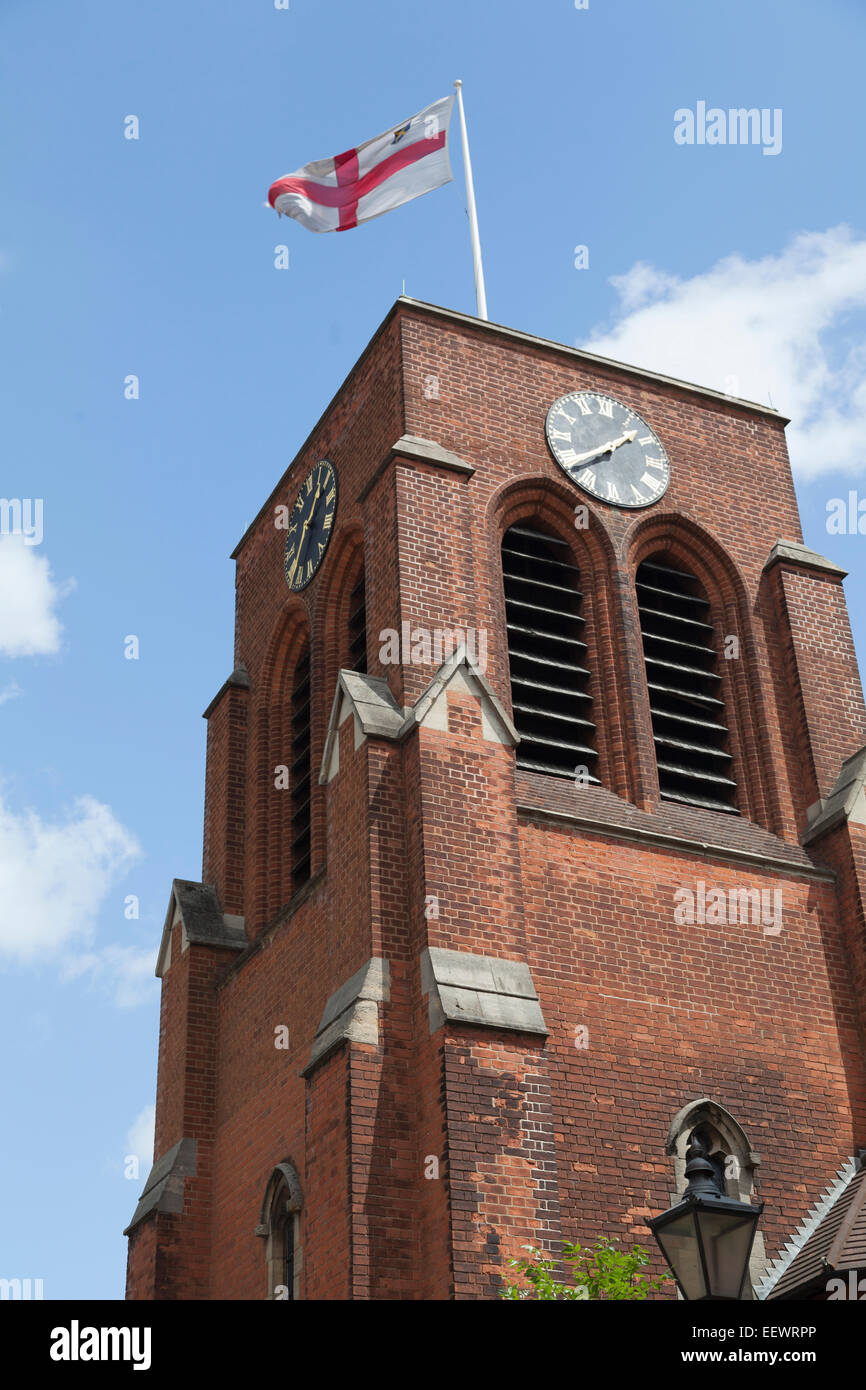 UK, Borehamwood, All Saints Church clock tower. Stock Photo