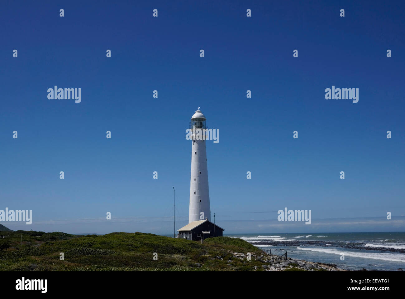 The Slangkop Point lighthouse in Kommetjie, near Cape Town. Stock Photo