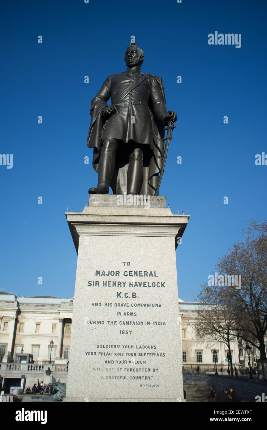 Statue of Major General Sir Henry Havelock in Trafalgar Square Stock Photo