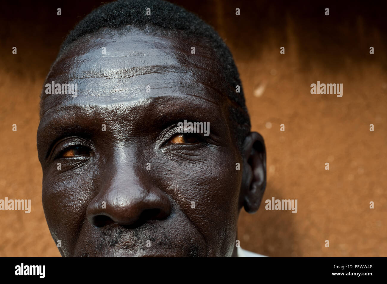 Man belonging to the Nuer tribe with facial markings on the forehead ( Ethiopia) Stock Photo