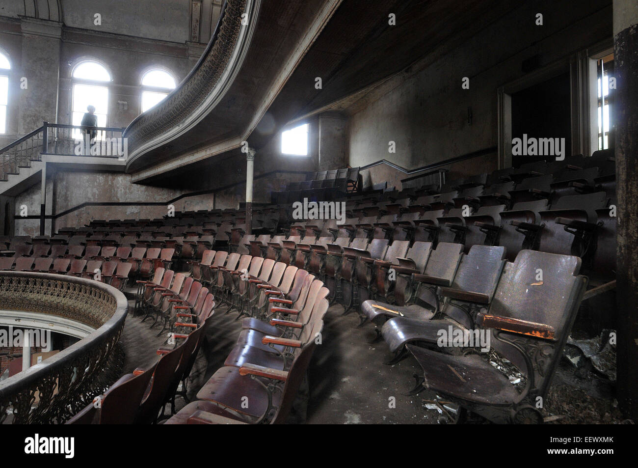 Derby CT USA-- Some allege that the Sterling Opera House in Derby is haunted by ghosts. Many claim that the seat on the lower right is sometimes occupied by a ghost. Photo Peter Casolino Stock Photo