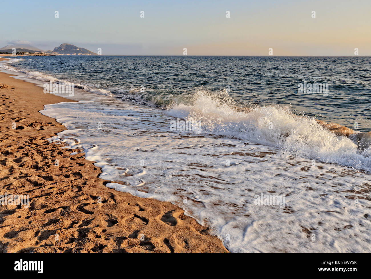 foamy wave of the sea on sandy beach Stock Photo - Alamy