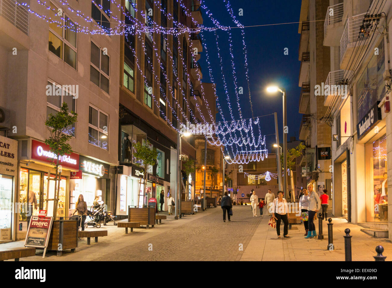 Christmas shopping in Sliema Valletta Malta EU Europe Stock Photo Alamy