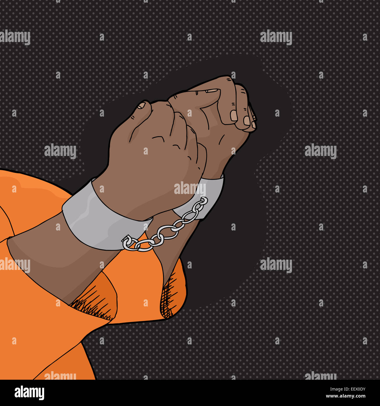 Hand drawn cartoon of hands in handcuffs Stock Photo Alamy