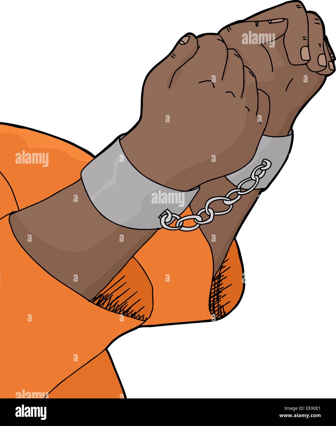 Isolated cartoon of hands in pair of handcuffs Stock Photo Alamy