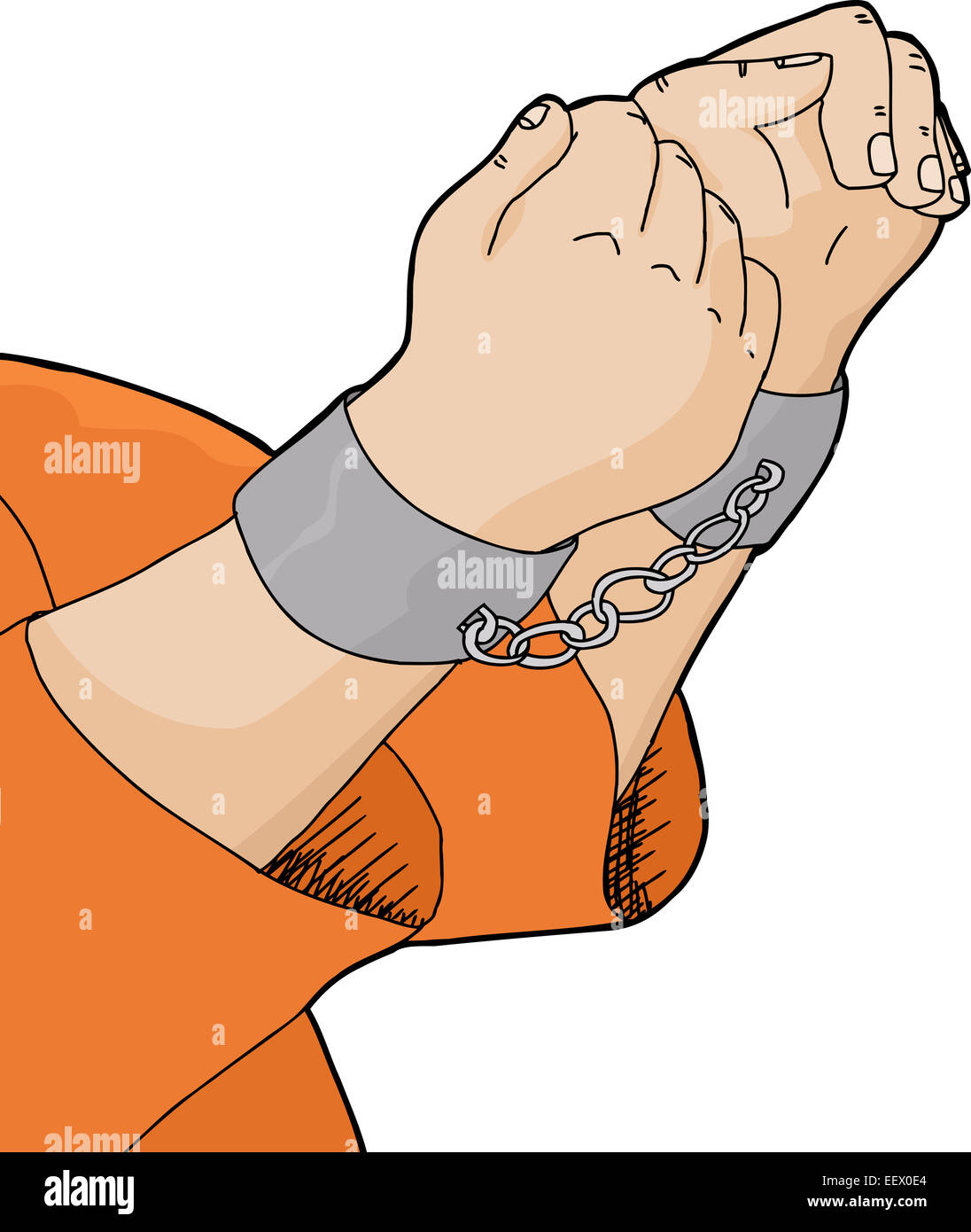 Cartoon of hands in handcuffs with orange shirt Stock Photo Alamy