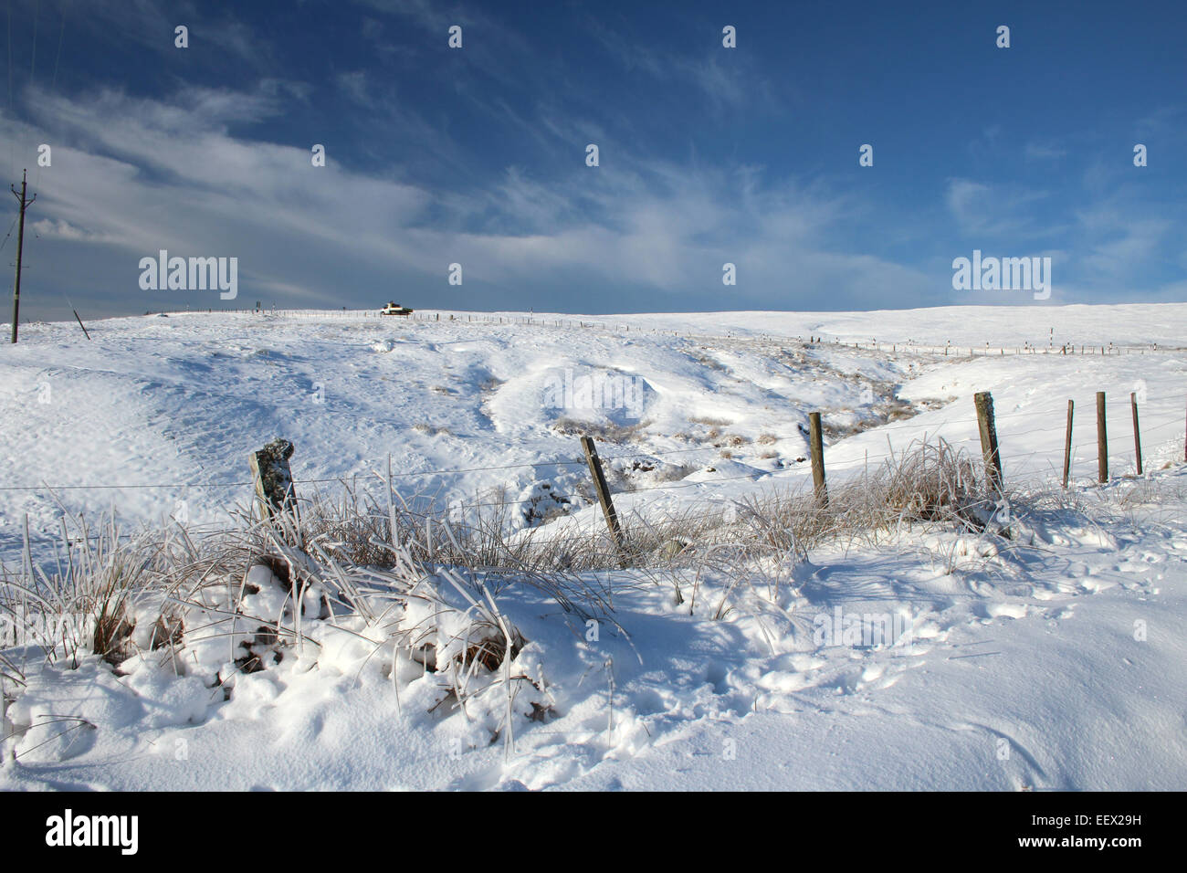 Snow on Hartside pass, Cumbria Stock Photo