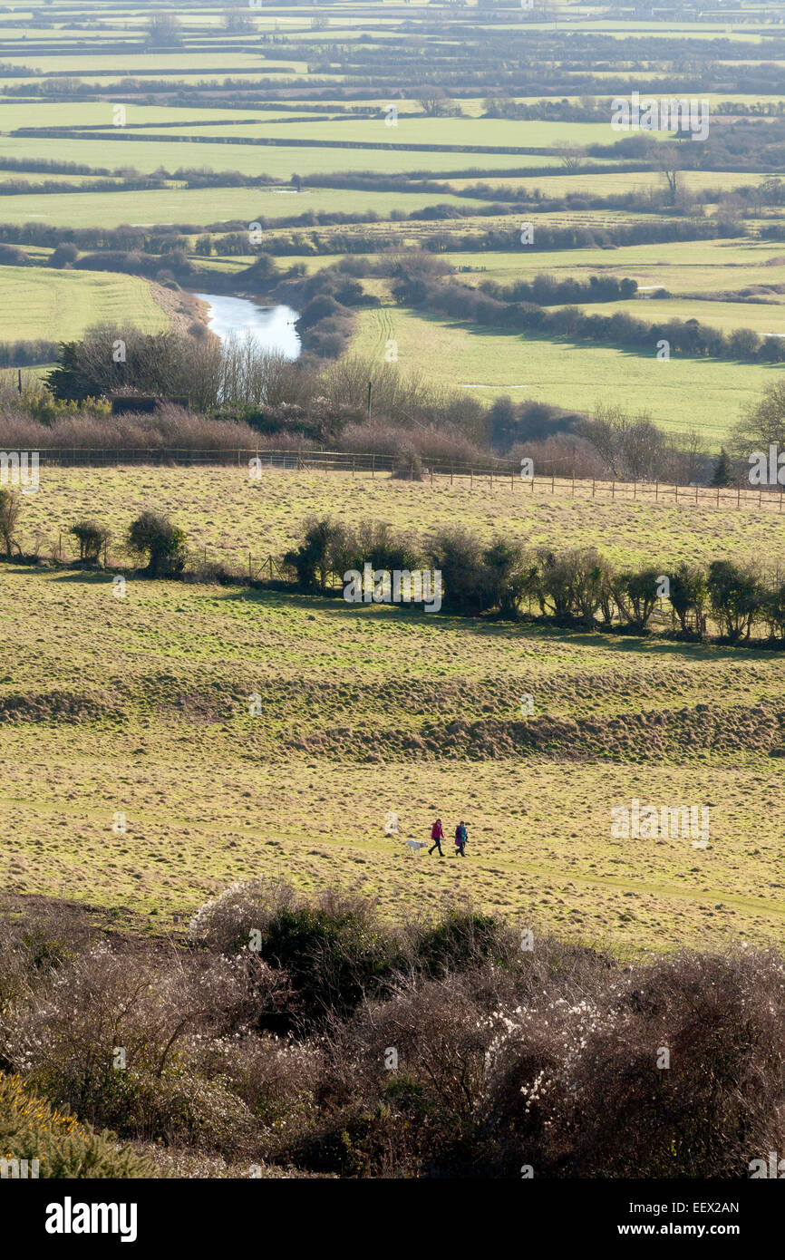 A view of the Somerset Levels and the River Axe from Hellenge Hill, the