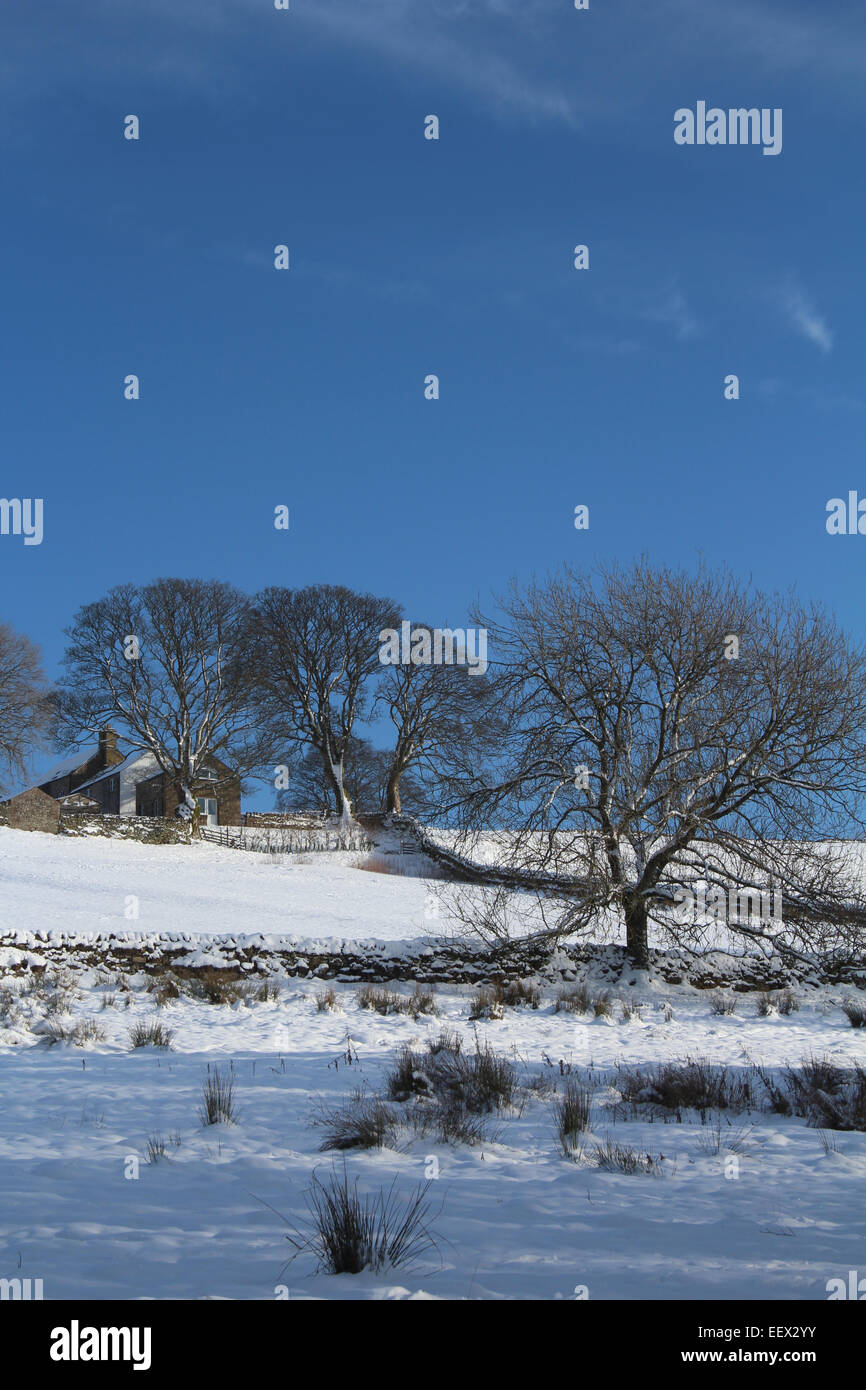 Pennine cottages in winter Stock Photo