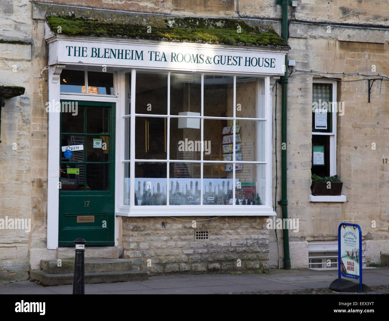 Woodstock a small town in Oxfordshire England UK Blenheim Tea Rooms and Guest House Stock Photo