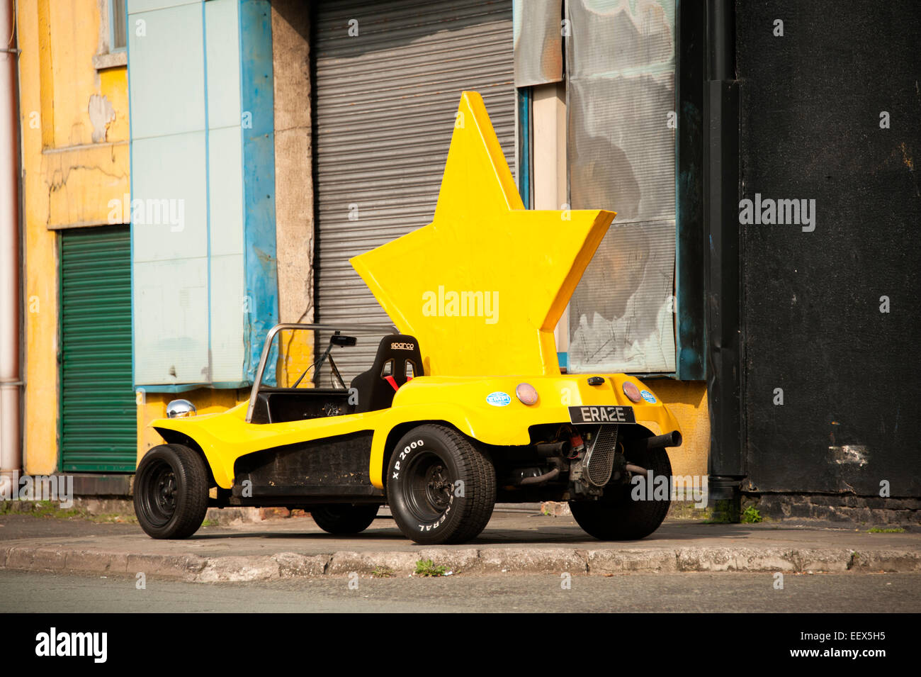 Big Yellow Star Car Dune Buggy Bright Funny Stock Photo