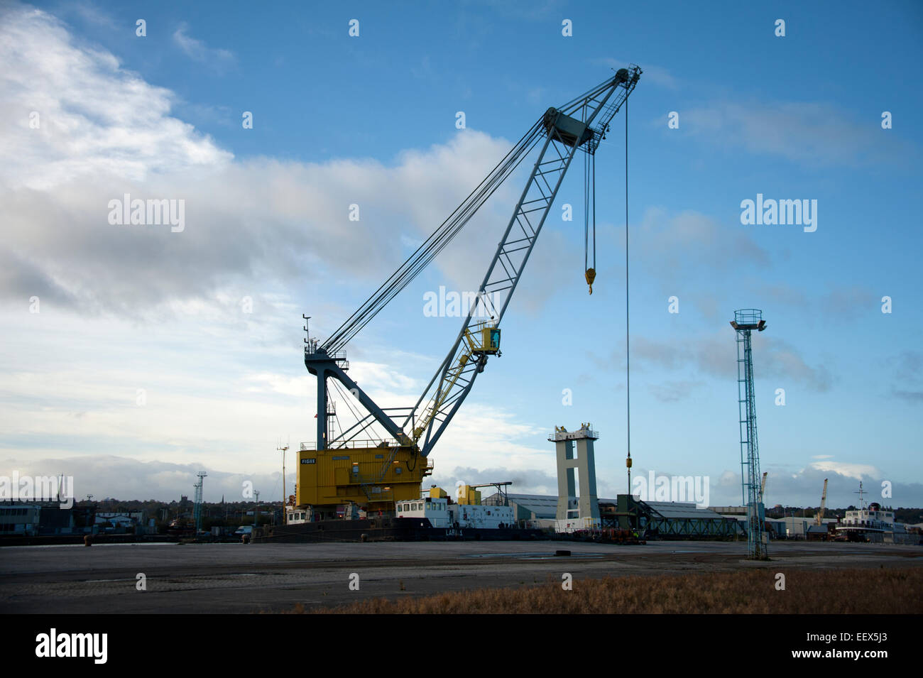 Floating Crane Barge Large Big Huge Heavy Lifting Stock Photo