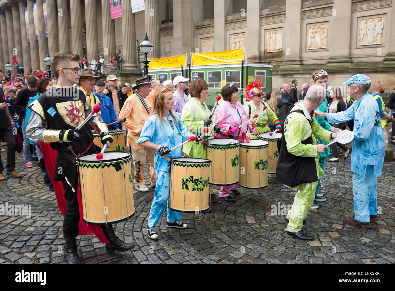 Samba Band Gay Pride March Colourful Fun Stock Photo