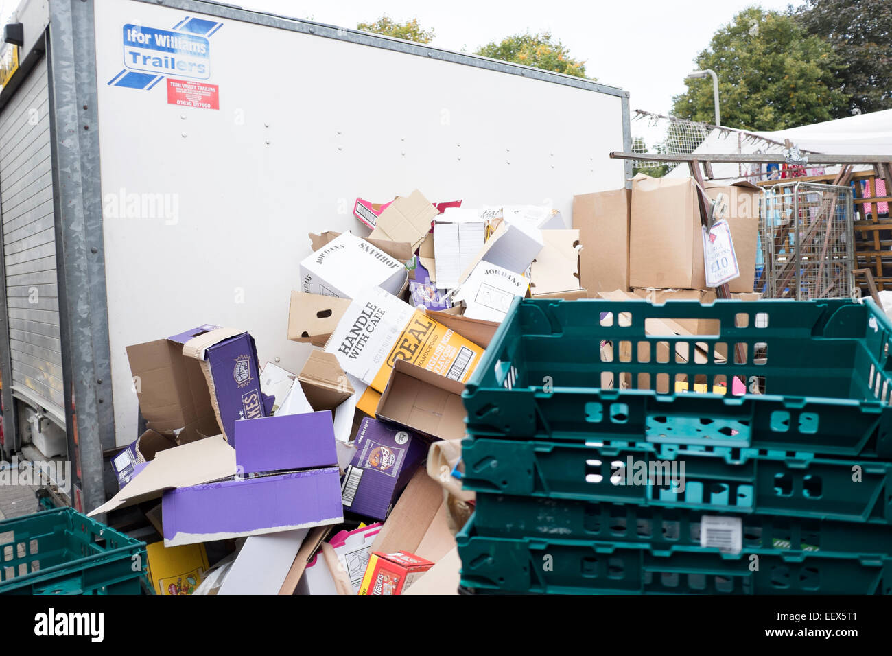 Market Traders Empty Cardboard Boxes Rubbish Piled Stock Photo