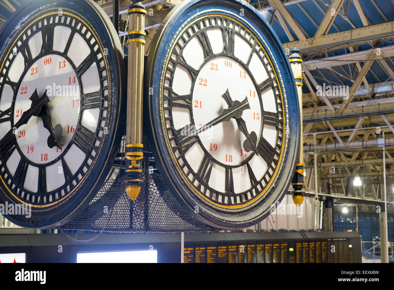 London waterloo railway station and its famous clock Stock Photo