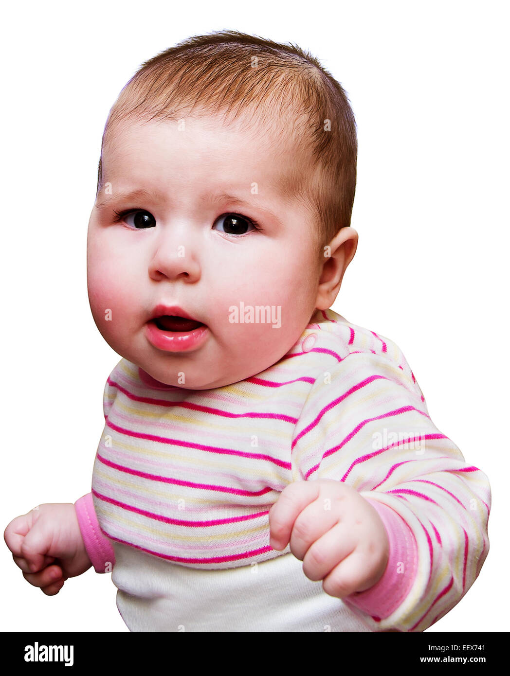 Newborn girl portrait isolated on white Stock Photo Alamy