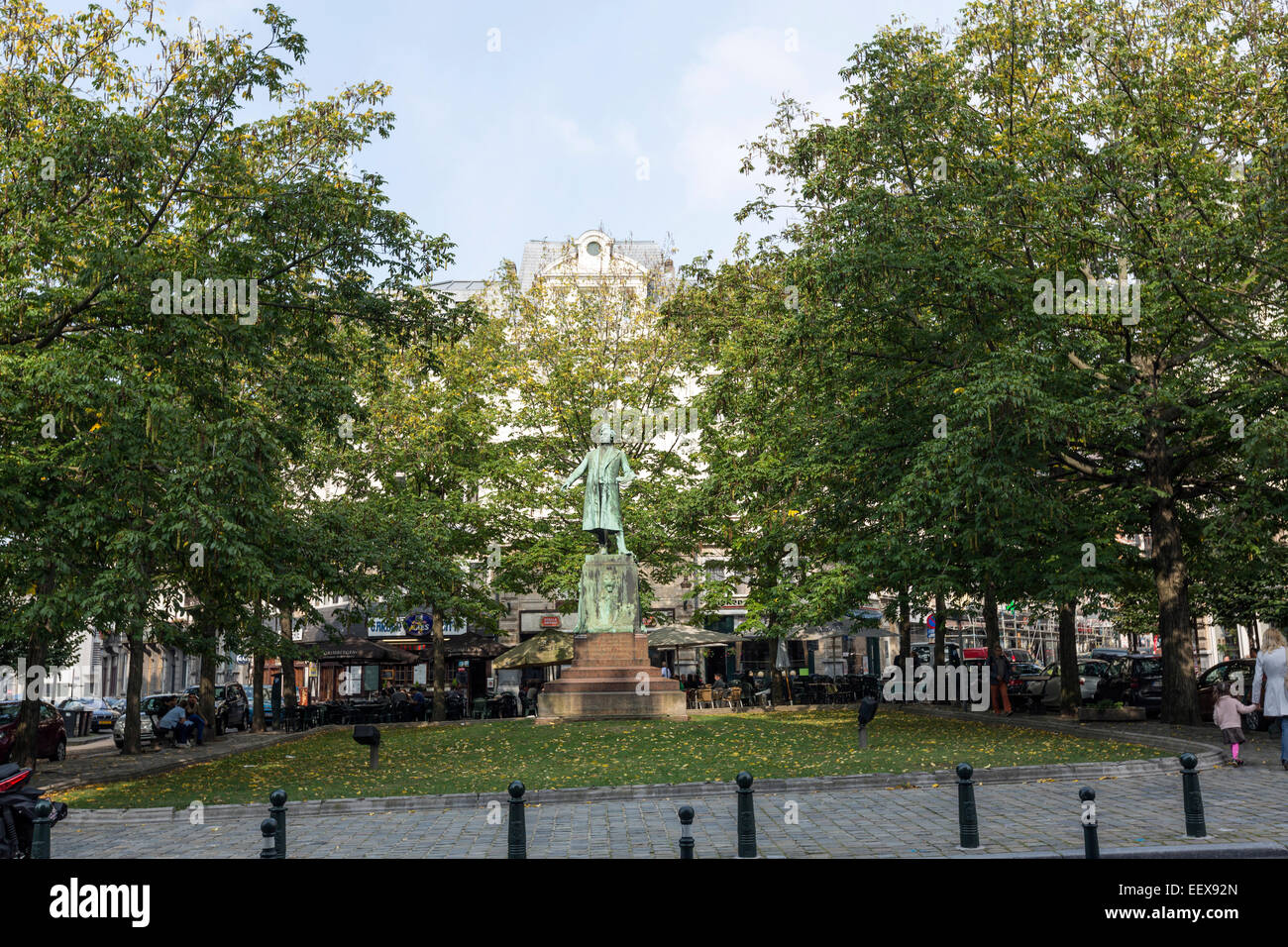 Place de la Liberté, Statue of Charles Rogier Stock Photo