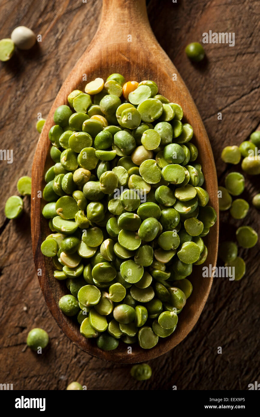 Raw Organic Green Split Peas in a Spoon Stock Photo Alamy