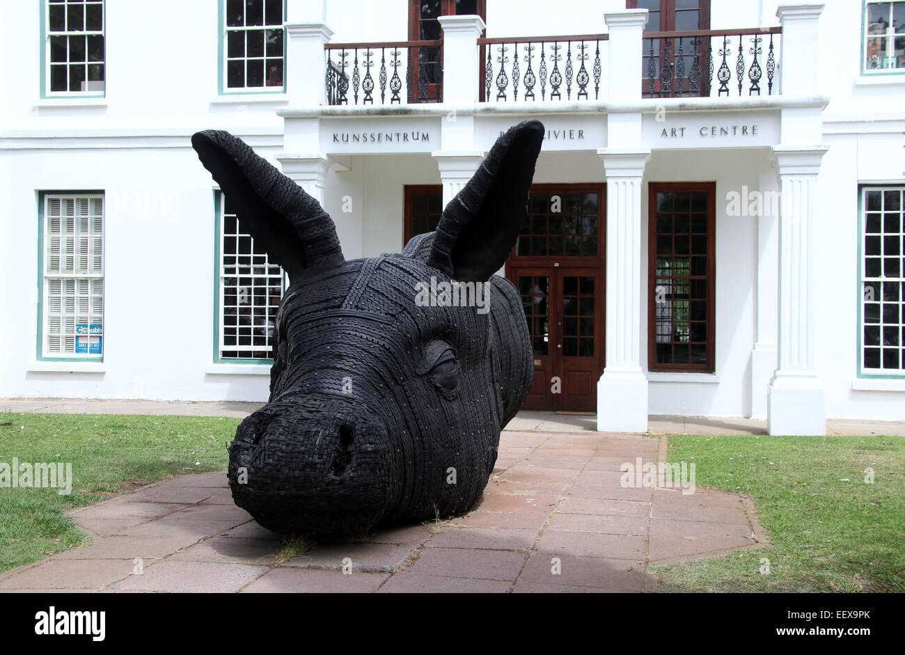 Tyre Sculpture by Andries Botha outside Stellenbosch Art Centre in South Africa Stock Photo