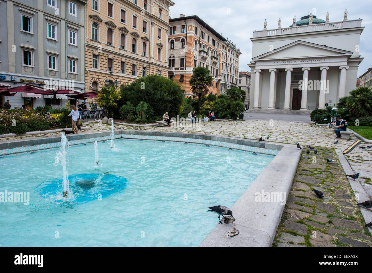 Piazza Sant'Antonio Nuovo (Sant Antonio Nuovo Square) in Trieste, Italy. Stock Photo