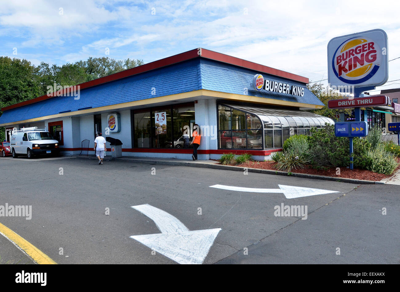 The Burger King at 1329 Whalley Ave was open for lunch on Monday, following a robbery last night where a female employee was shot. CT USA Stock Photo