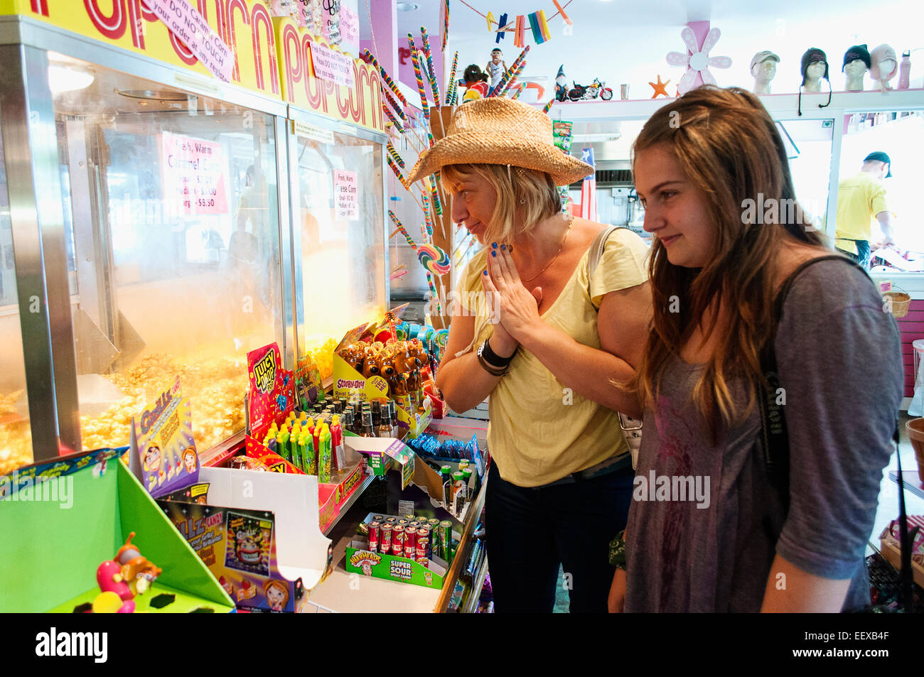 Bruce's candy store in Cannon Beach, Oregon with someone making candy