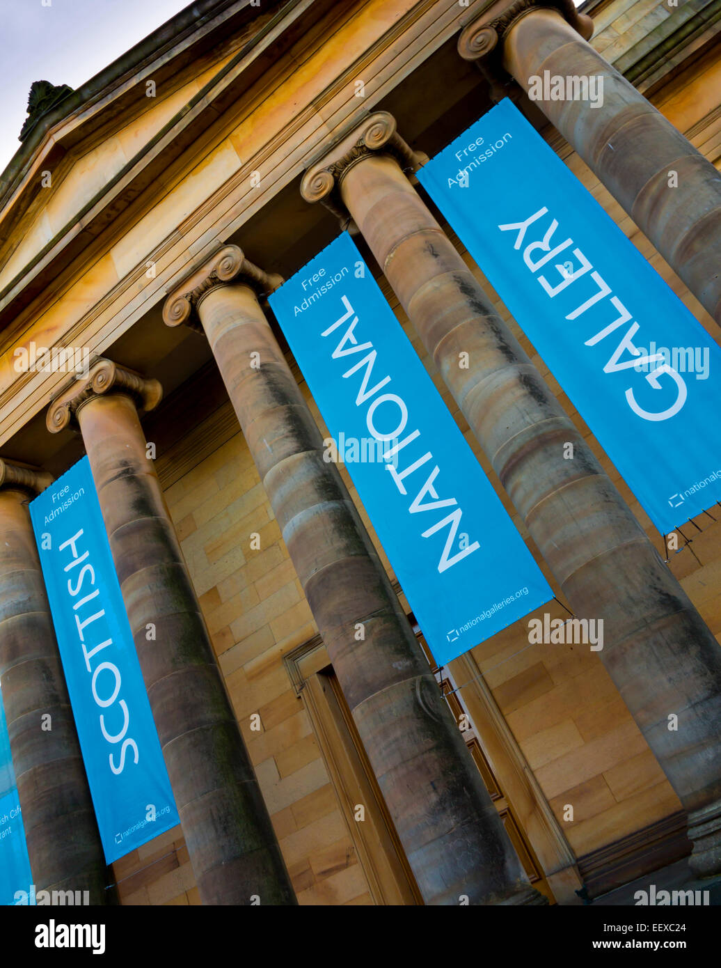Front portico and columns on the Scottish National Gallery on The Mound Princes Street Edinburgh Scotland UK opened in 1859 Stock Photo