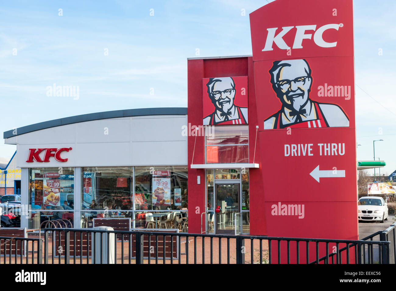KFC Drive Thru restaurant, Nottingham, England, UK Stock Photo