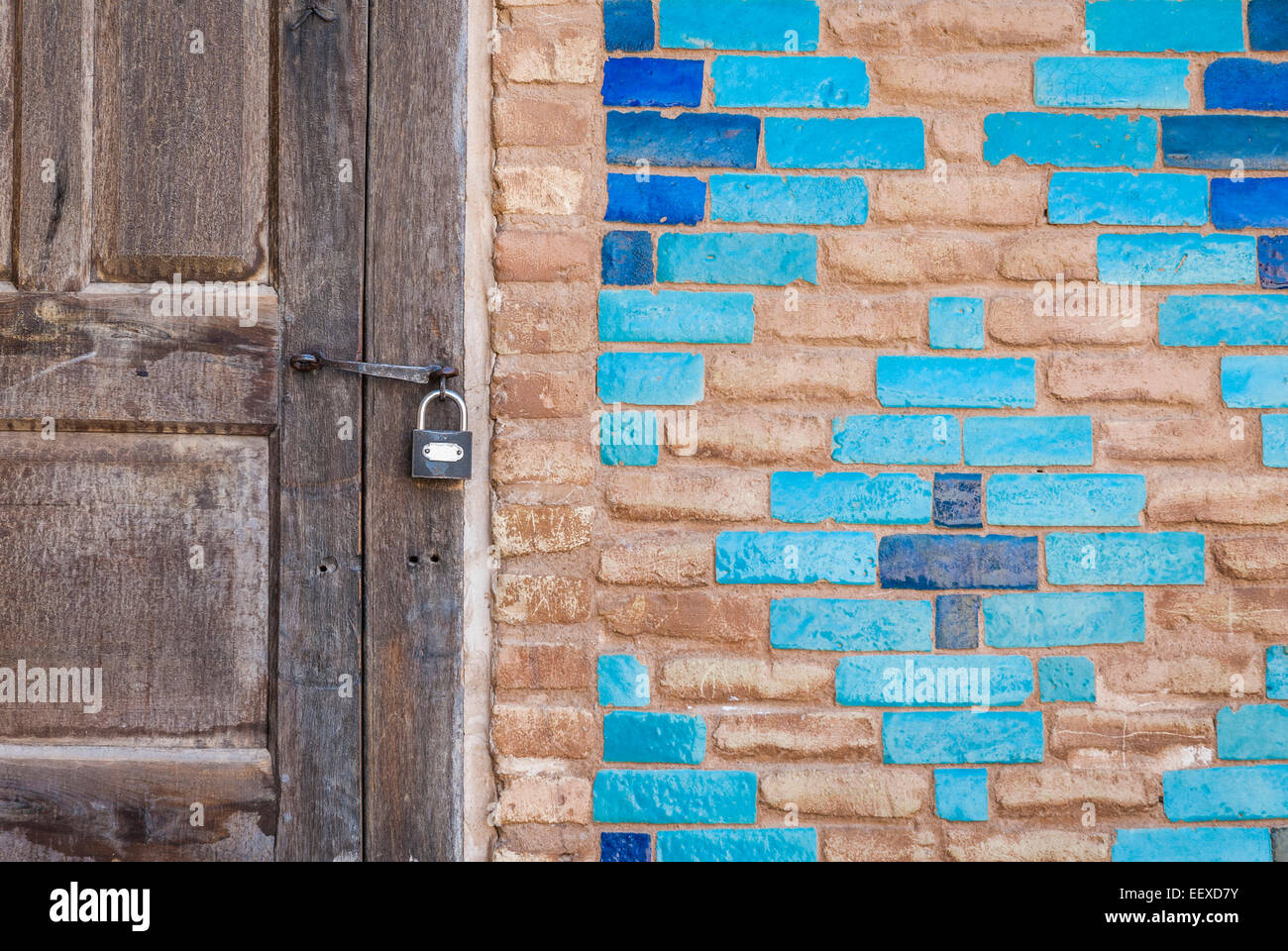 Tile-work, Jame Mosque, Yazd, Iran Stock Photo
