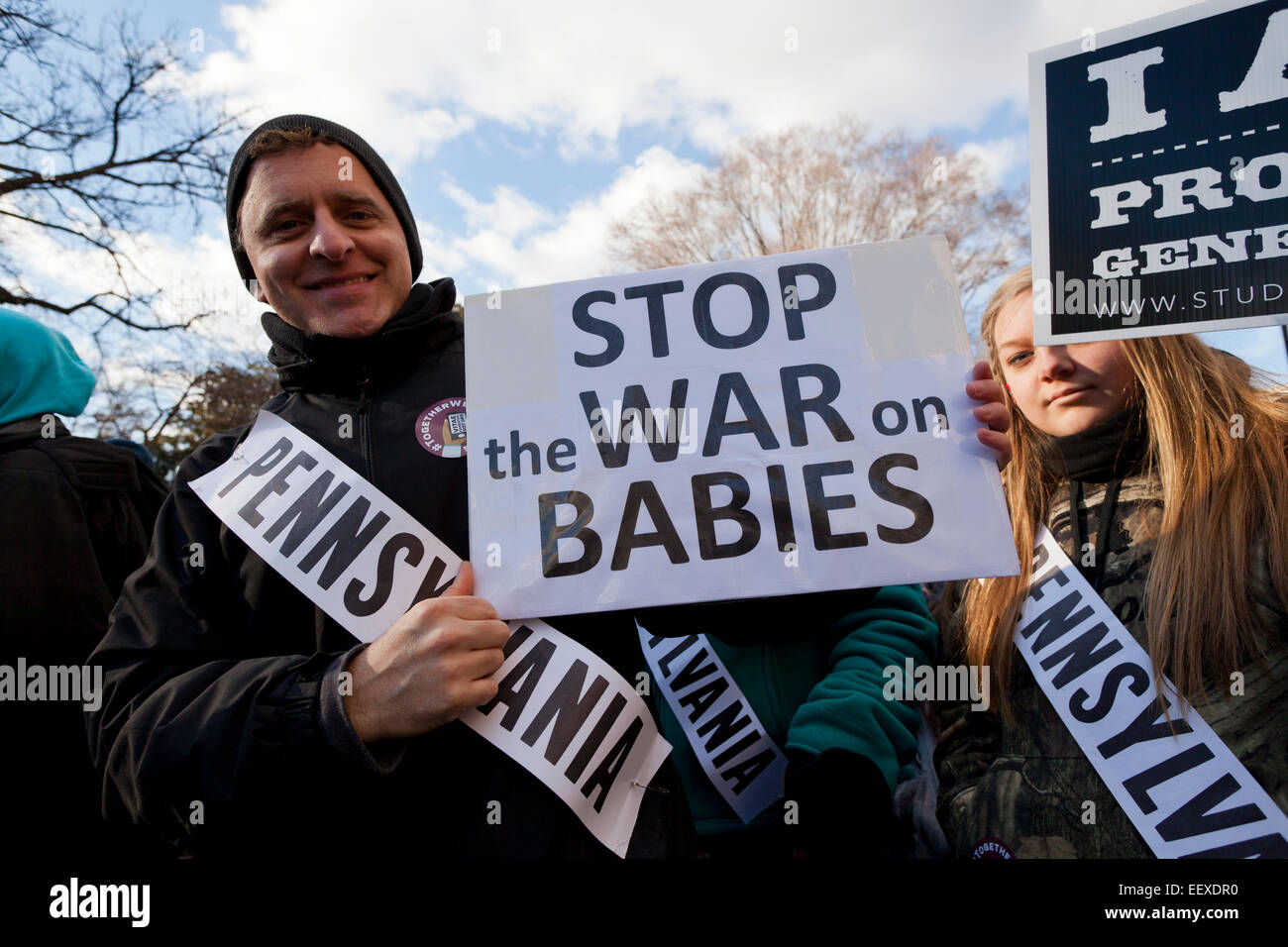 Washington DC, USA. 22nd Jan, 2015. ProLife supporters march carrying