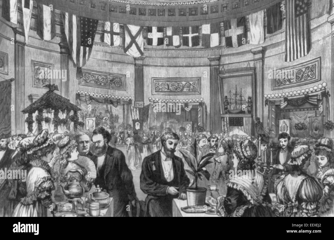 Centennial Tea Party in Rotunda of U.S. Capitol, Washington, Wednesday evening, December 16, 1875 Stock Photo