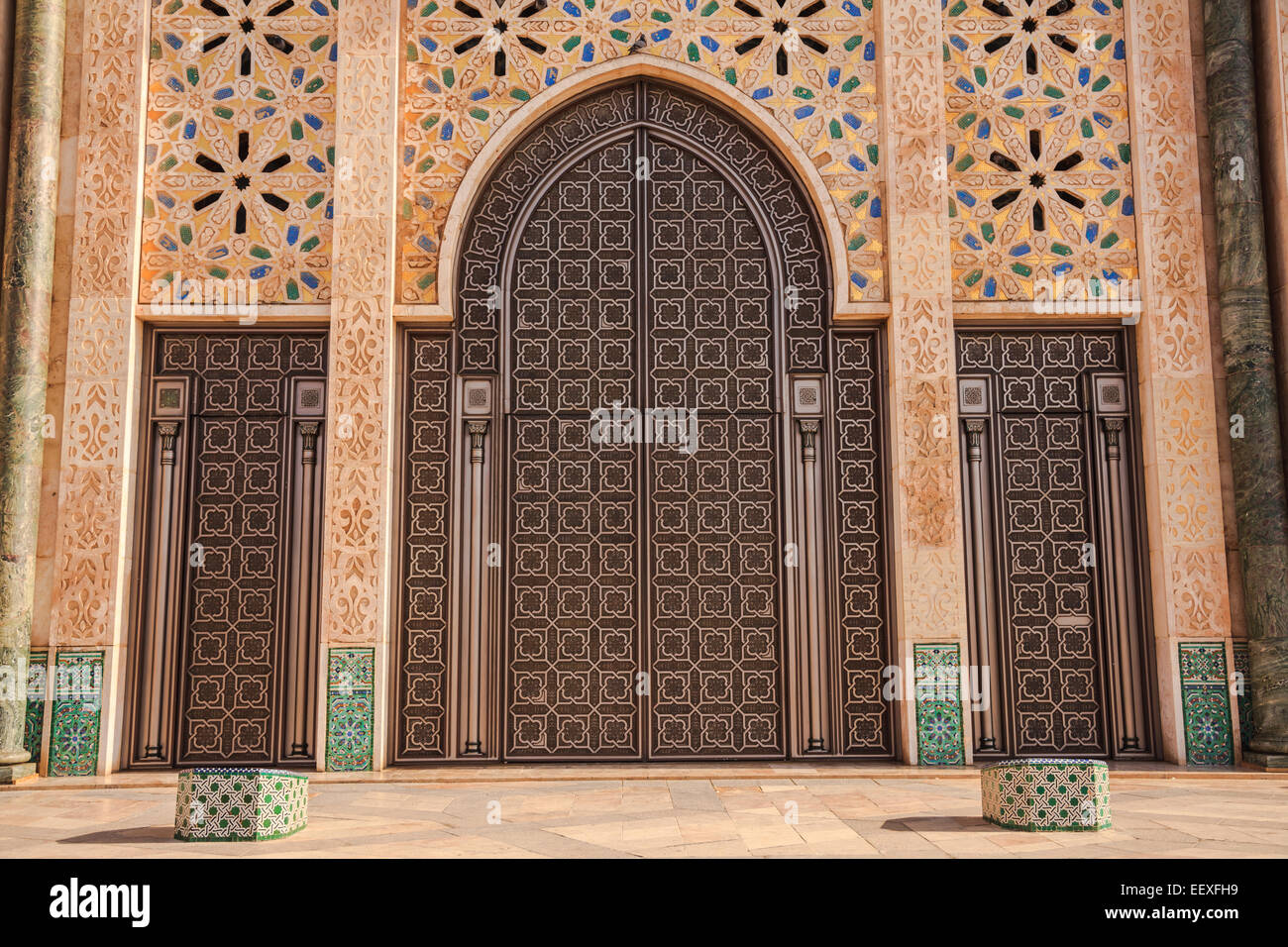 Gate of Hassan II Mosque in Casablanca, Morocco Stock Photo