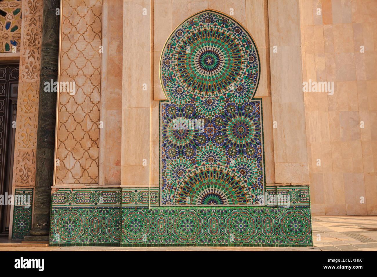 Tiles pattern at Mosque of Haasan II in Casablanca, Morocco Stock Photo