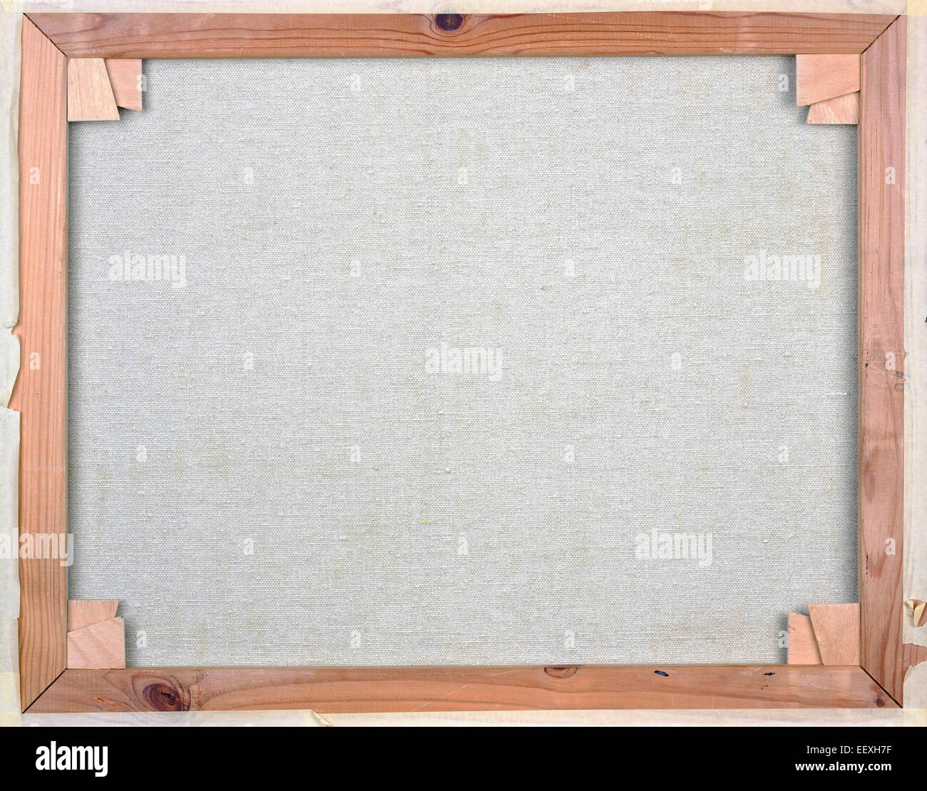 White canvas on a pine wooden frame back side view Stock Photo Alamy