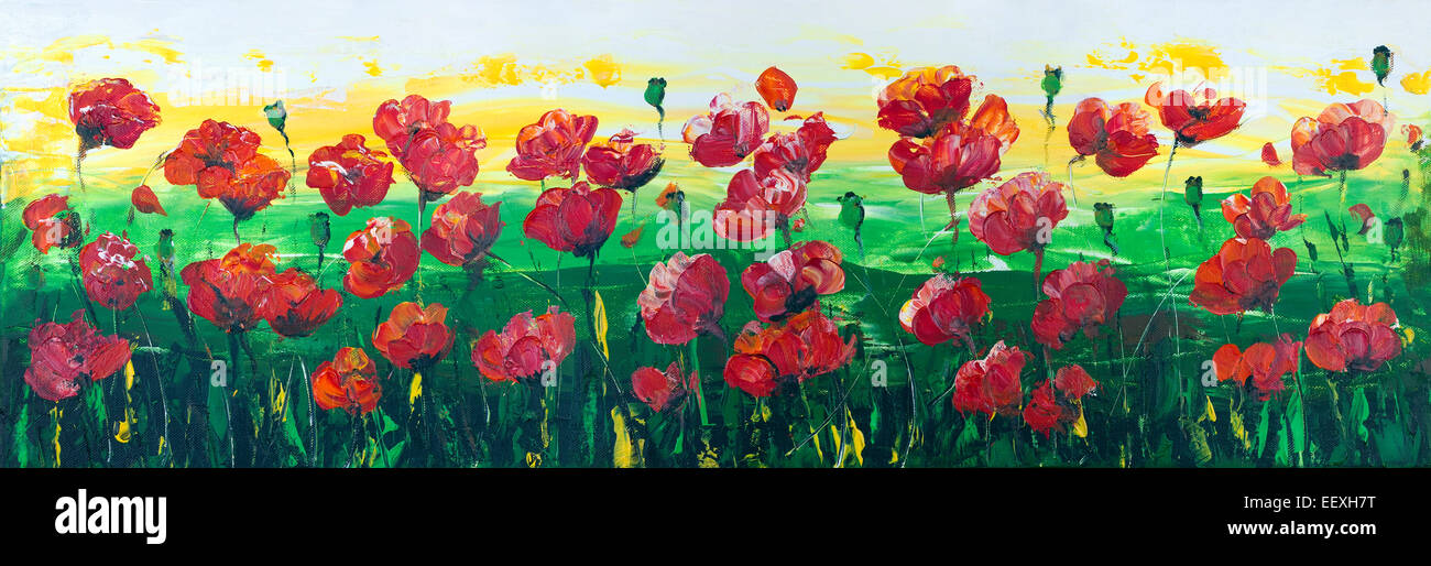 The Horizontal Painted Panel Wild Blossoming Red Poppies On A Meadow Acrylic Handmade Art Illustration On Canvas Stock Photo Alamy The Horizontal Painted Panel Wild Blossoming Red Poppies On A Meadow Acrylic Handmade Art Illustration On Canvas Stock Photo Alamy