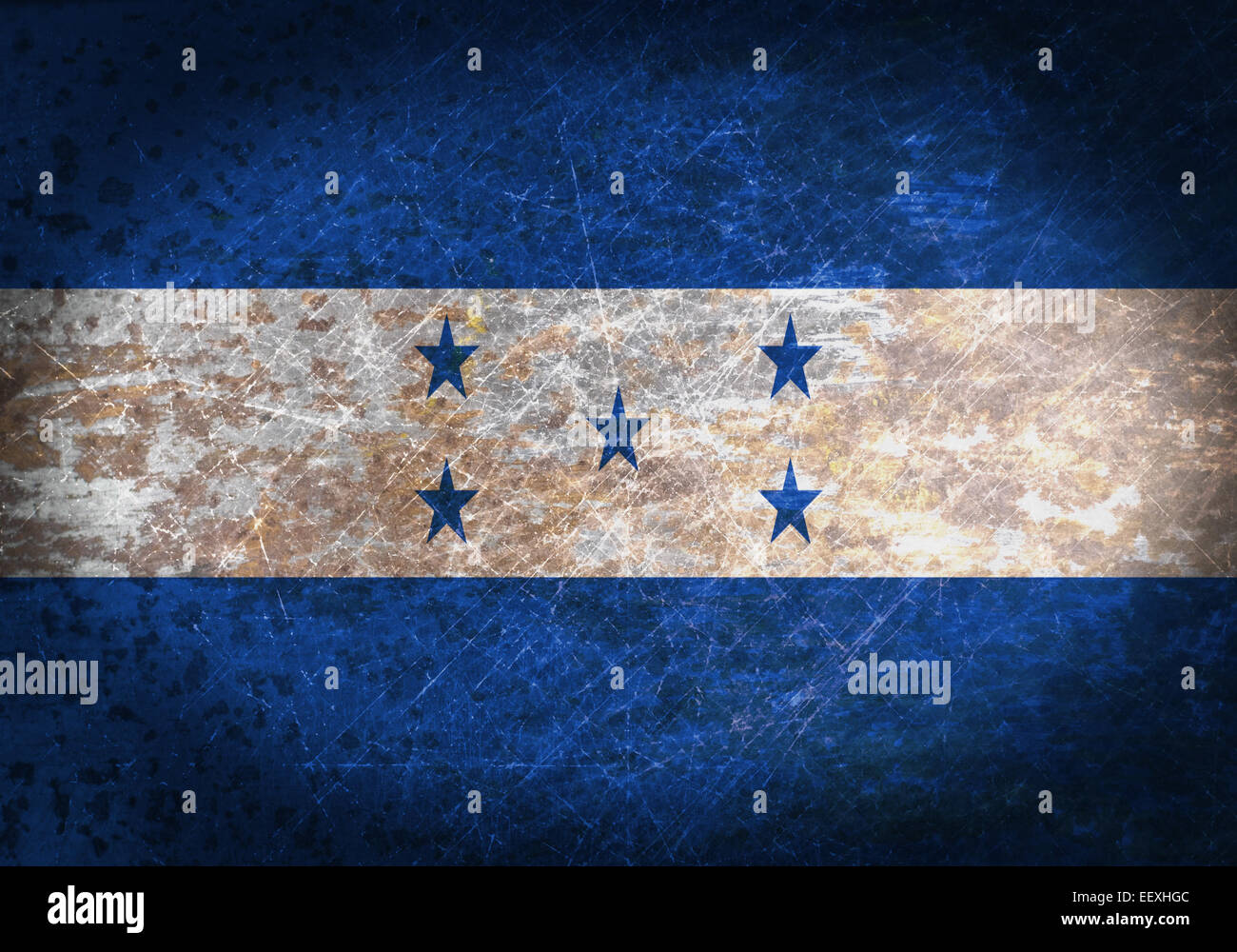 Old rusty metal sign with a flag - Honduras Stock Photo