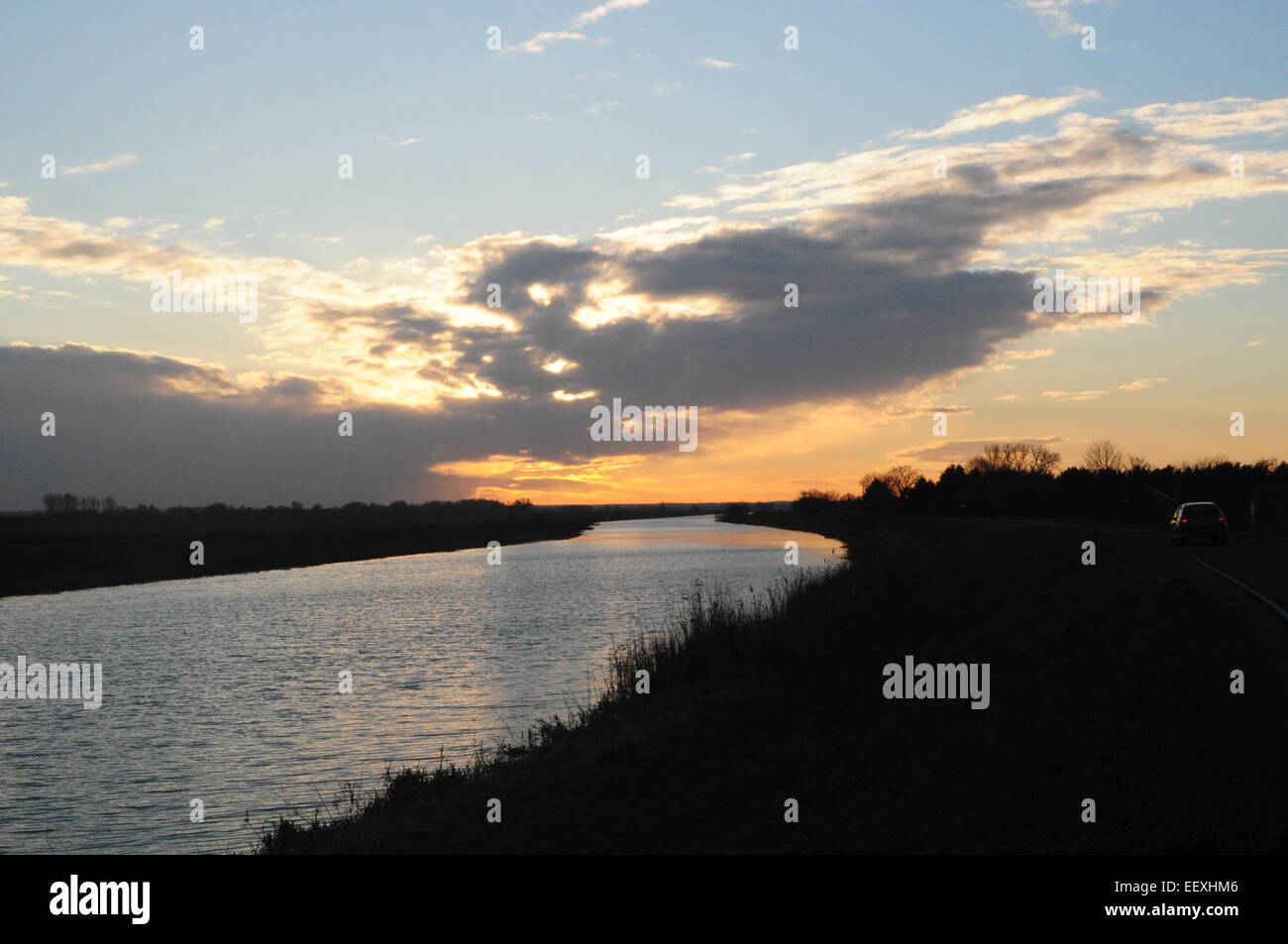 The River Welland near Crowland, Lincolnshire Fens, UK Stock Photo