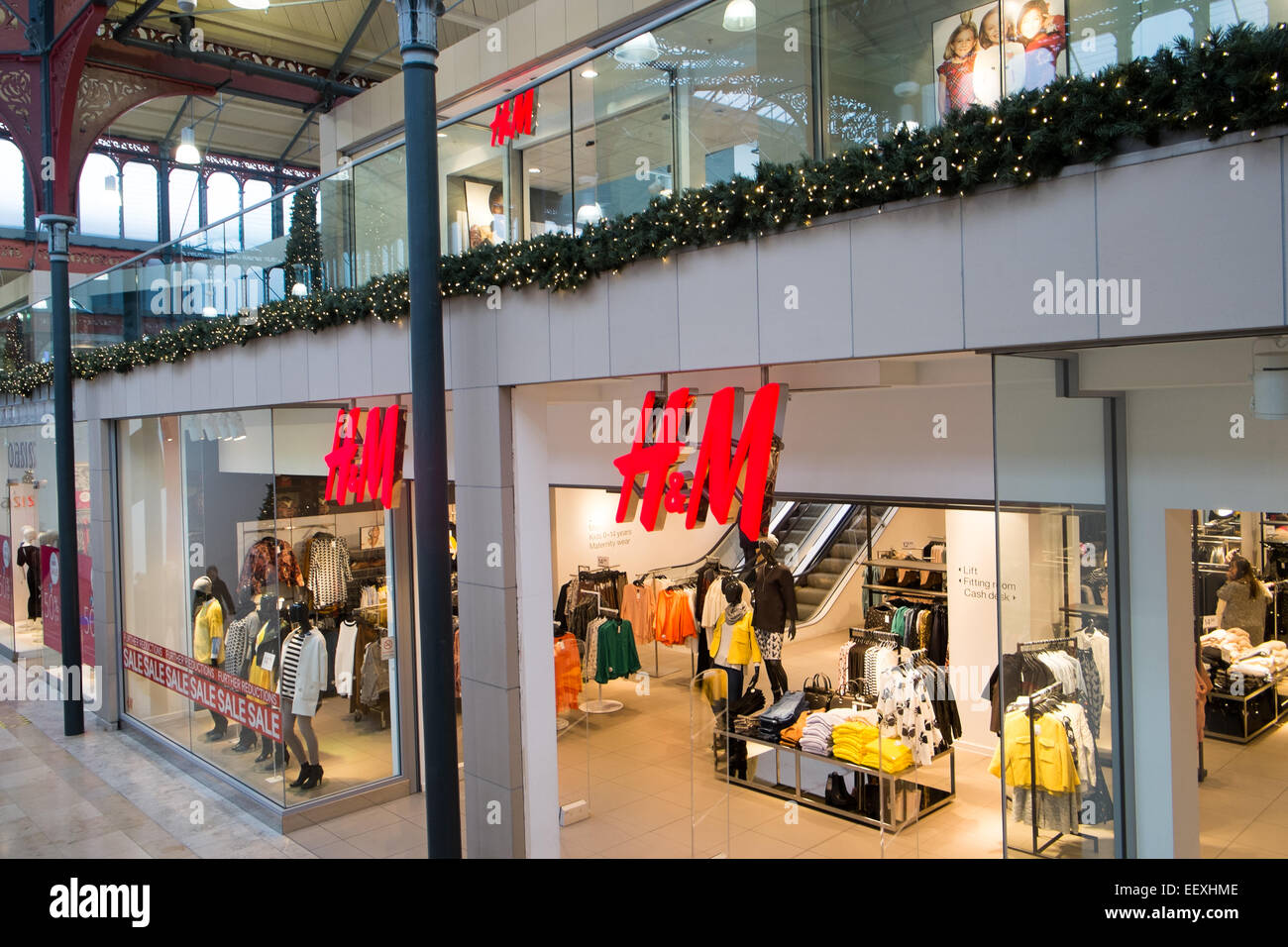 H&M clothing store shop in Blackpool, Lancashire,England Stock Photo