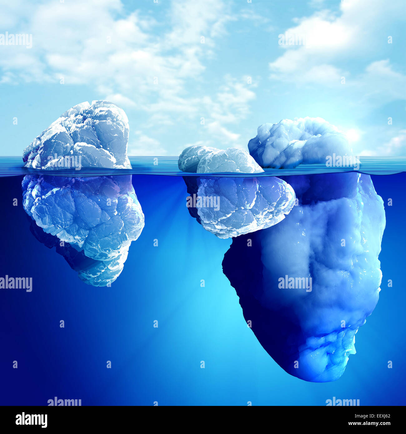 Underwater view of iceberg with beautiful transparent sea on background Stock Photo
