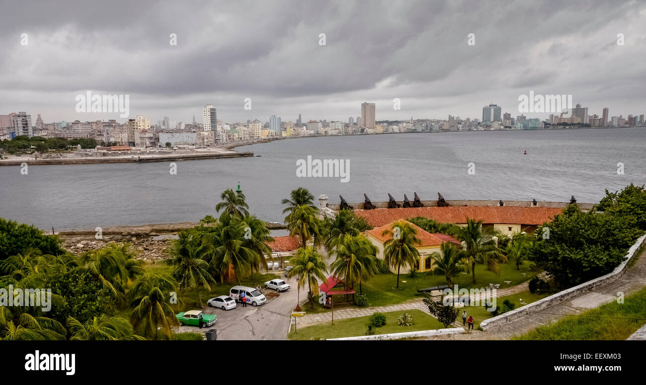 View from the old Fort Fortaleza de San Carlos de la Cabana onto the city, Havana, Cuba Stock Photo