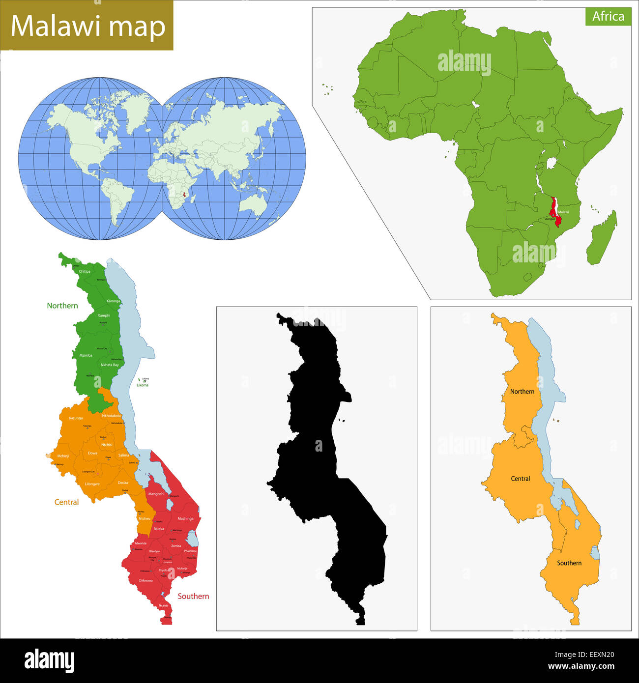 Malawi map Stock Photo