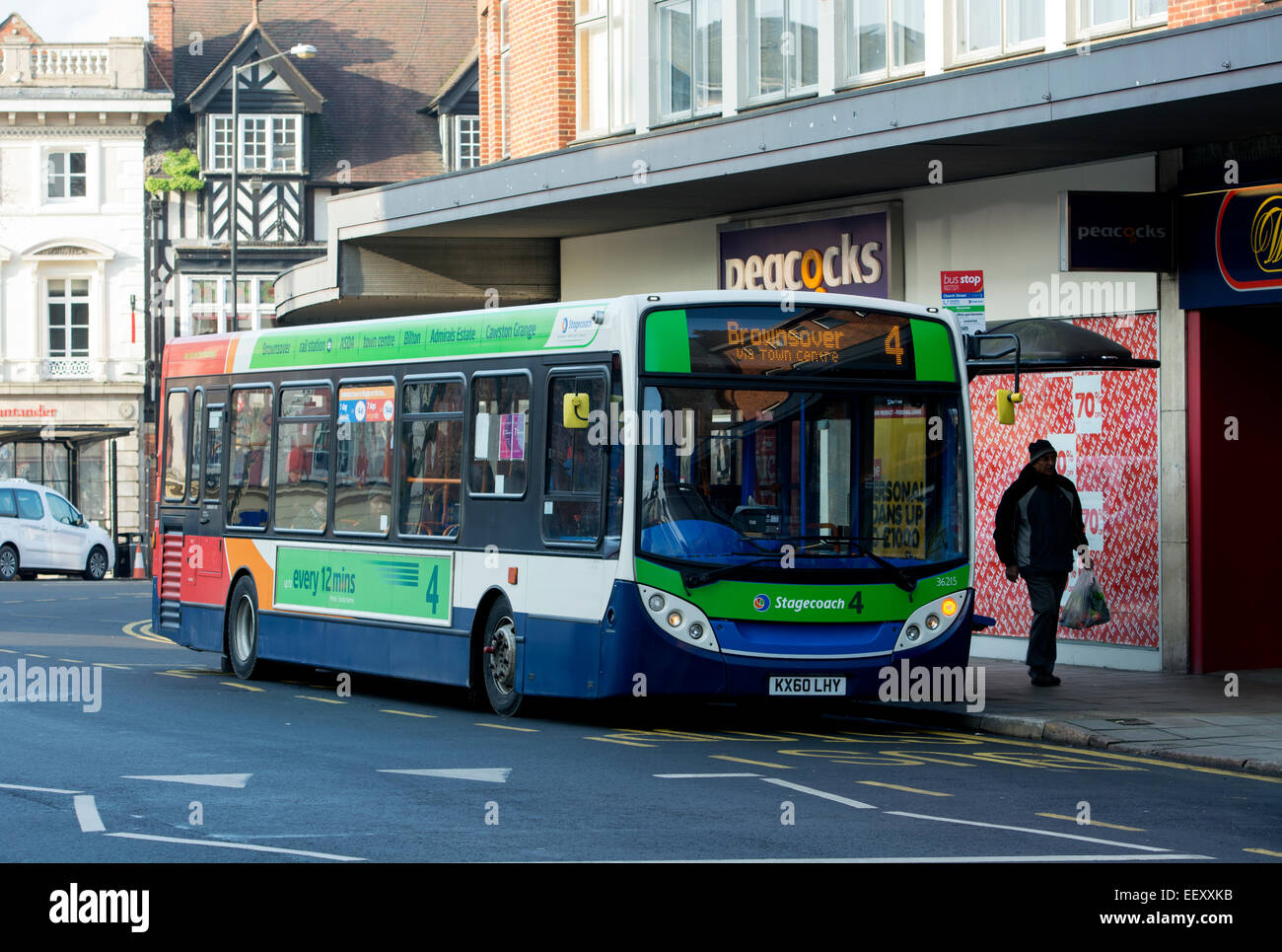 Stagecoach local bus service, Rugby town centre, Warwickshire, England