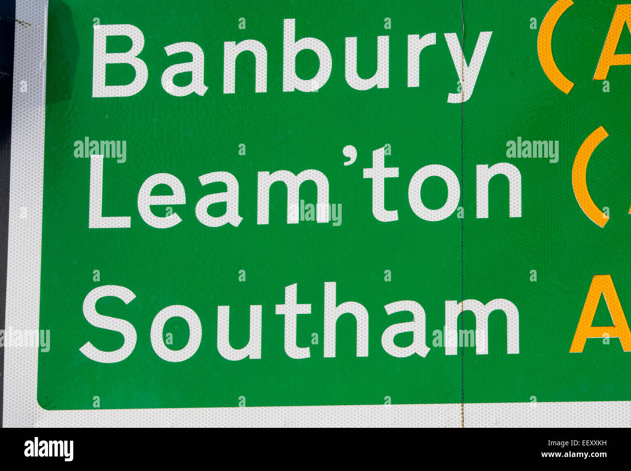 An apostrophe used as an abbreviation on a road sign Stock Photo