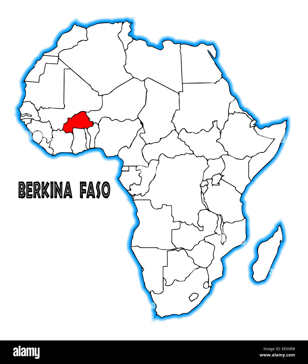 Burkina Faso outline inset into a map of Africa over a white background  Stock Photo - Alamy