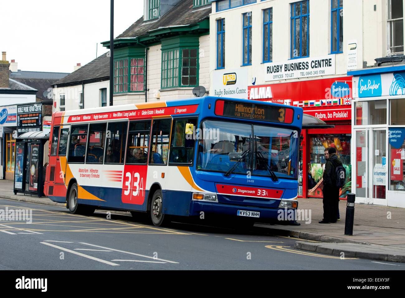 Stagecoach local bus service, Rugby town centre, Warwickshire, UK Stock