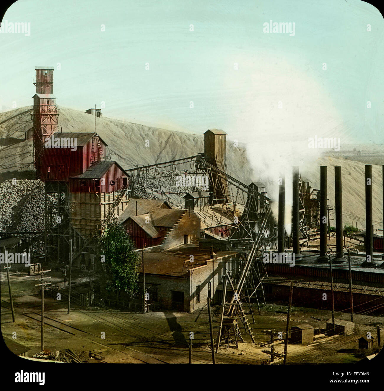 Shaft House, Smelter and Tailing Pipe, Zinc and Lead Mines, Joplin