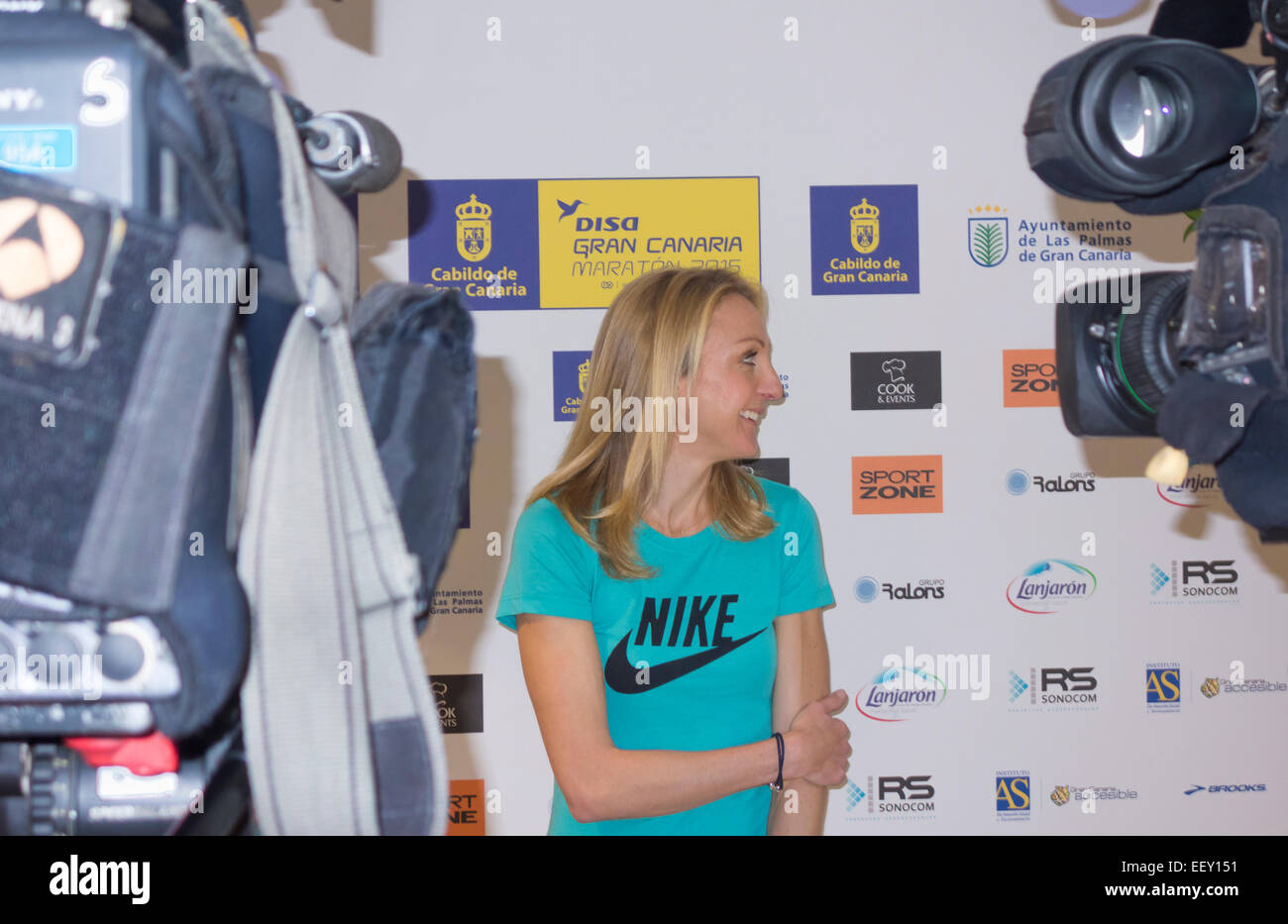 Marathon world record holder Paula Radcliffe at press conference ahead
