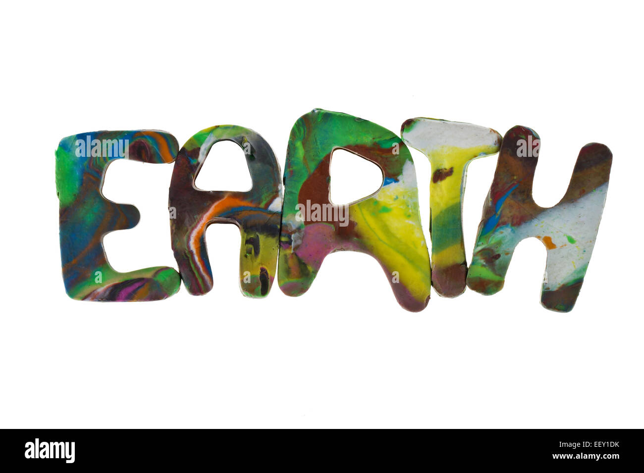 Plasticine letters forming word Earth written on white background Stock Photo