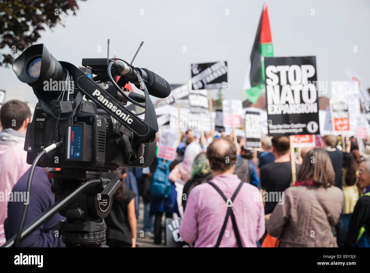 No Nato protesters during the 2014 summit in Newport City Stock Photo