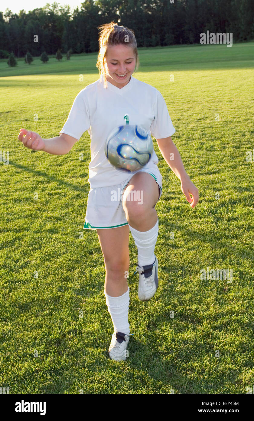 Girl playing soccer Stock Photo Alamy
